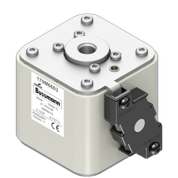 Bussmann. Предохранитель, высокая скорость, 900 A, AC 1000 V, size 3, 76 x 92 x 75 мм, aR, IEC, одинарный индикатор - 170M6603