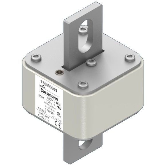 Bussmann. Предохранитель, высокая скорость, 550 A, AC 690 V, size 3, 76 x 92 x 135 мм, aR, IEC, UL - 170M6609