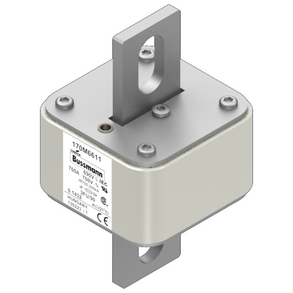 Bussmann. Предохранитель, высокая скорость, 700 A, AC 690 V, size 3, 76 x 92 x 135 мм, aR, IEC, UL - 170M6611