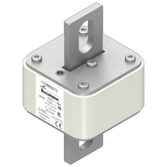 Bussmann. Предохранитель, высокая скорость, 900 A, AC 690 V, size 3, 76 x 92 x 135 мм, aR, IEC, UL - 170M6613