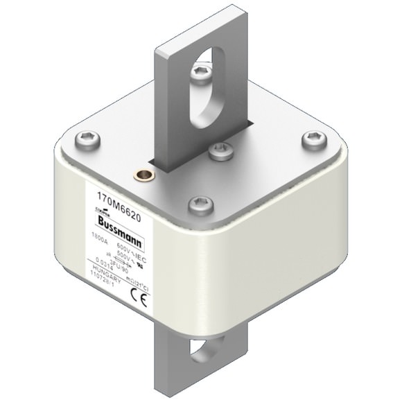 Bussmann. Предохранитель, высокая скорость, 1800 A, AC 600 V, size 3, 76 x 92 x 135 мм, aR, IEC, UL - 170M6620