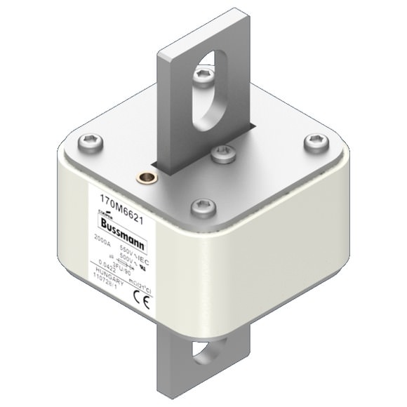Bussmann. Предохранитель, высокая скорость, 2000 A, AC 550 V, size 3, 76 x 92 x 135 мм, aR, IEC, UL - 170M6621