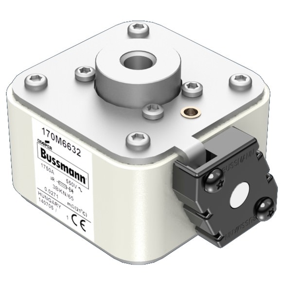 Bussmann. Предохранитель, высокая скорость, 1750 A, AC 550 V, size 3, 76 x 92 x 65 мм, aR, IEC, одинарный индикатор - 170M6632