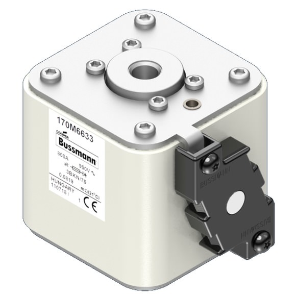 Bussmann. Предохранитель, высокая скорость, 800 A, AC 950 V, size 3, 76 x 92 x 75 мм, aR, IEC, одинарный индикатор - 170M6633