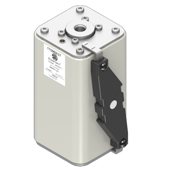 Bussmann. Предохранитель, высокая скорость, 630 A, AC 2000 V, size 3, 74 x 96 x 143 мм, aR, IEC, одинарный индикатор - 170M6637