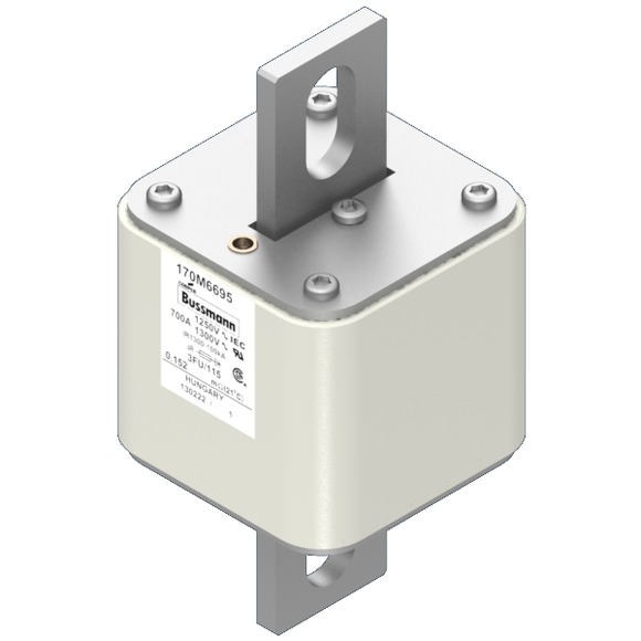 Bussmann. Предохранитель, высокая скорость, 700 A, AC 1250 V, size 3, 76 x 92 x 159 мм, aR, IEC, UL - 170M6695