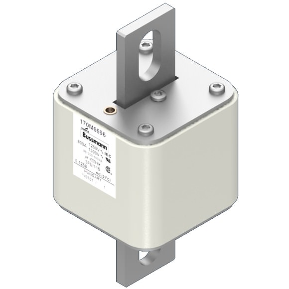 Bussmann. Предохранитель, высокая скорость, 900 A, AC 1250 V, size 3, 76 x 92 x 159 мм, aR, IEC, UL - 170M6697