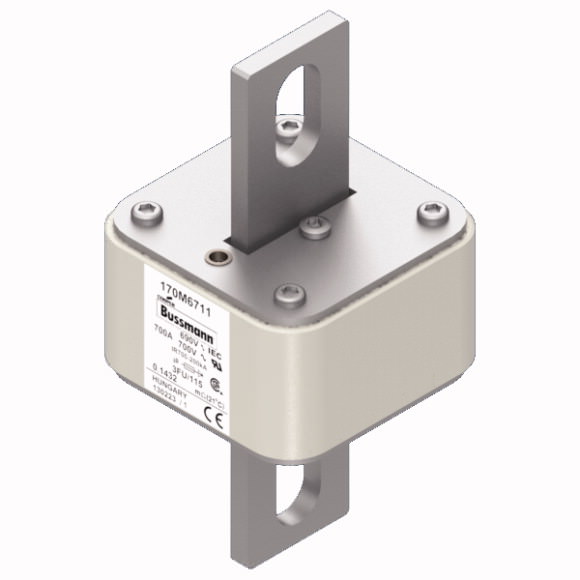Bussmann. Предохранитель, высокая скорость, 700 A, AC 690 V, size 3, 67 x 92 x 155 mm, aR, IEC, UL - 170M6711