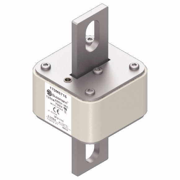 Bussmann. Предохранитель, высокая скорость, 1250 A, AC 690 V, size 3, 67 x 92 x 155 mm, aR, IEC, UL - 170M6716