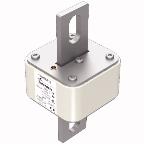 Bussmann. Предохранитель, высокая скорость, 1800 A, AC 600 V, size 3, 67 x 92 x 155 mm, aR, IEC, UL - 170M6720