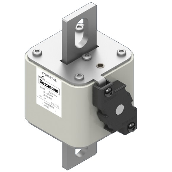 Bussmann. Предохранитель, высокая скорость, 800 A, AC 1250 V, size 3, 76 x 92 x 159 мм, aR, IEC, UL, одинарный индикатор - 170M6746