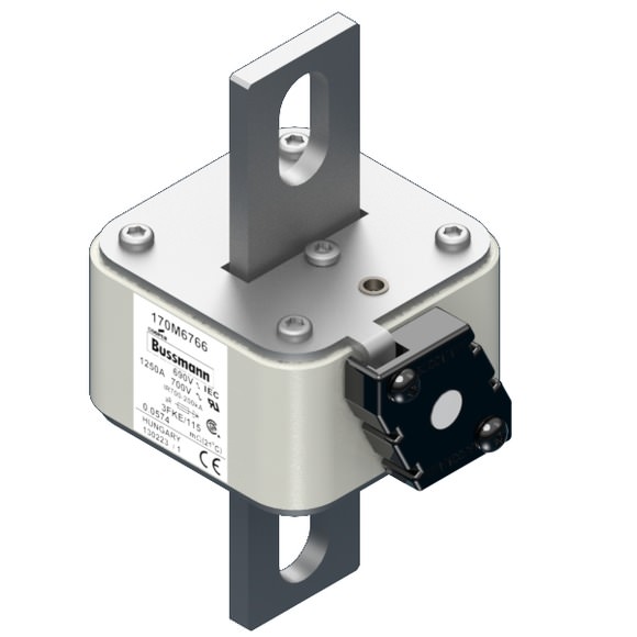 Bussmann. Предохранитель, высокая скорость, 1250 A, AC 690 V, size 3, 76 x 92 x 139 мм, aR, IEC, UL, одинарный индикатор - 170M6766
