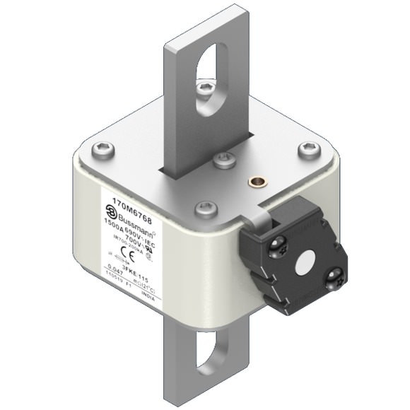 Bussmann. Предохранитель, высокая скорость, 1500 A, AC 690 V, size 3, 76 x 92 x 139 мм, aR, IEC, UL, одинарный индикатор - 170M6768