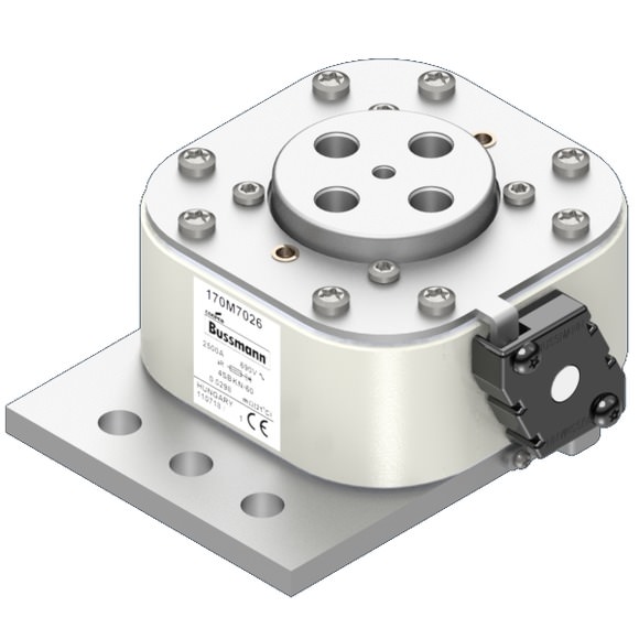 Bussmann. Предохранитель, высокая скорость, 3500 A, AC 690 V, size 4, 120 x 100 x 132 мм, aR, IEC, одинарный индикатор - 170M7057