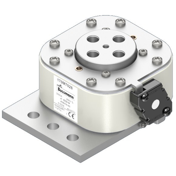 Bussmann. Предохранитель, высокая скорость, 3000 A, AC 690 V, size 4, 120 x 100 x 132 мм, aR, IEC, одинарный индикатор - 170M7028