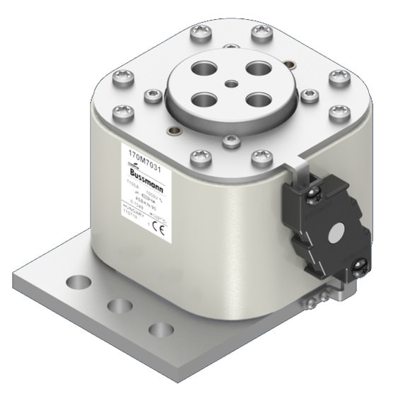 Bussmann. Предохранитель, высокая скорость, 1100 A, AC 1000 V, size 4, 100 x 133 x 90 мм, aR, IEC, одинарный индикатор - 170M7031