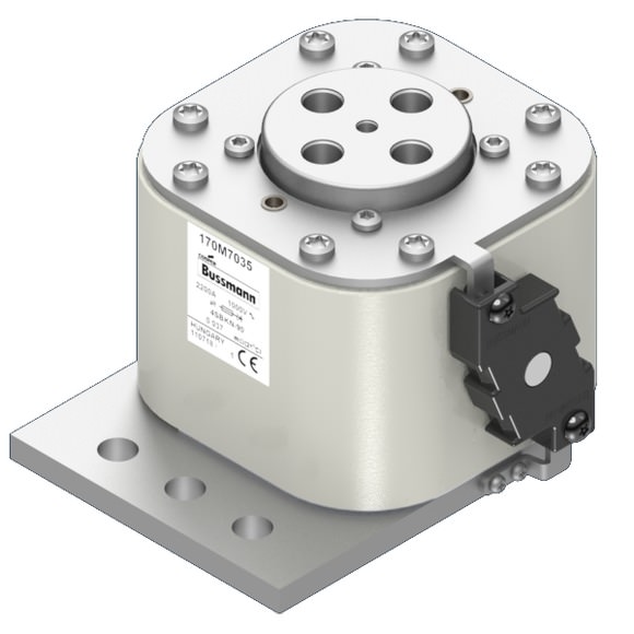 Bussmann. Предохранитель, высокая скорость, 2200 A, AC 1000 V, size 4, 100 x 133 x 90 мм, aR, IEC, одинарный индикатор - 170M7035