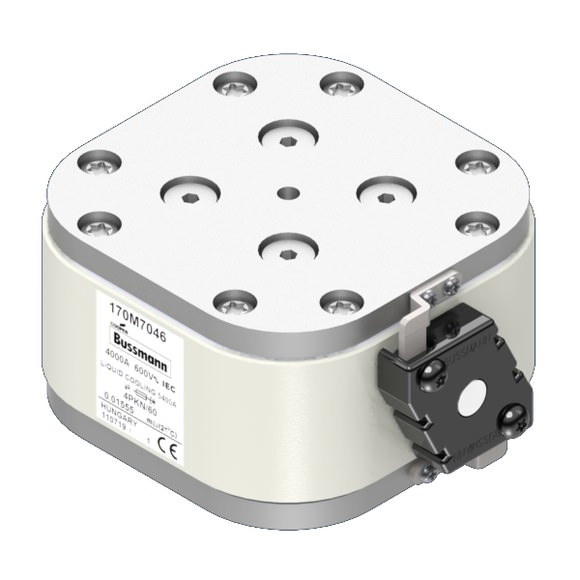 Bussmann. Предохранитель, высокая скорость, 4000 A, AC 600 V, size 4, 120 x 105 x 59 мм, aR, IEC, одинарный индикатор - 170M7046