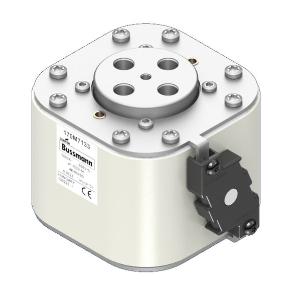 Bussmann. Предохранитель, высокая скорость, 2300 A, AC 800 V, size 4, 120 x 105 x 94 мм, aR, IEC, одинарный индикатор - 170M7127
