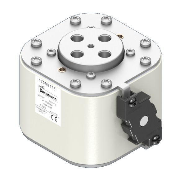 Bussmann. Предохранитель, высокая скорость, 2500 A, AC 800 V, size 4, 120 x 105 x 91 мм, aR, IEC, одинарный индикатор - 170M7135
