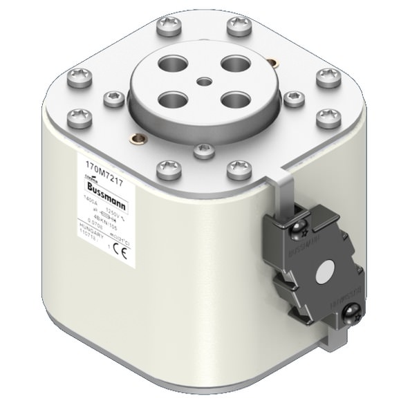 Bussmann. Предохранитель, высокая скорость, 1400 A, AC 1250 V, size 4, 105 x 120 x 110 мм, aR, IEC, одинарный индикатор - 170M7217