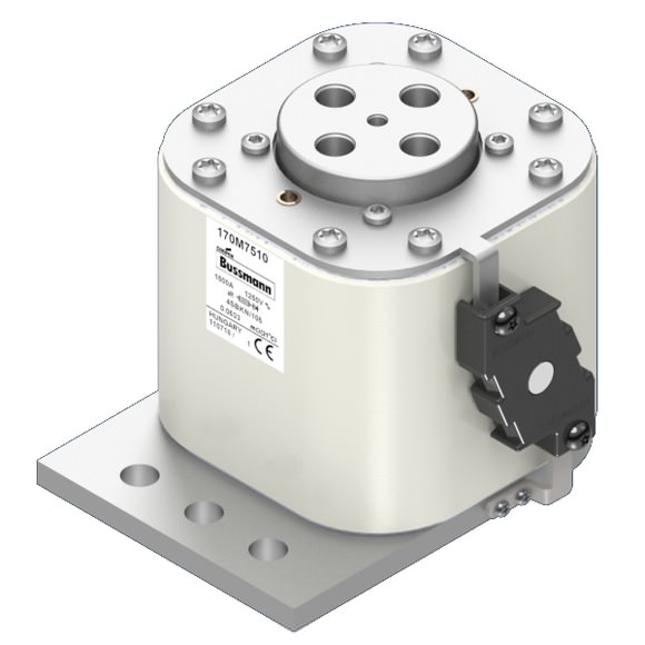 Bussmann. Предохранитель, высокая скорость, 1500 A, AC 1250 V, size 4, 100 x 120 x 106 мм, aR, IEC, одинарный индикатор - 170M7510