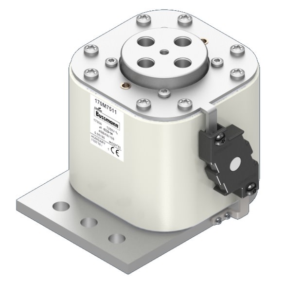 Bussmann. Предохранитель, высокая скорость, 1700 A, AC 1250 V, size 4, 100 x 120 x 106 мм, aR, IEC, одинарный индикатор - 170M7511