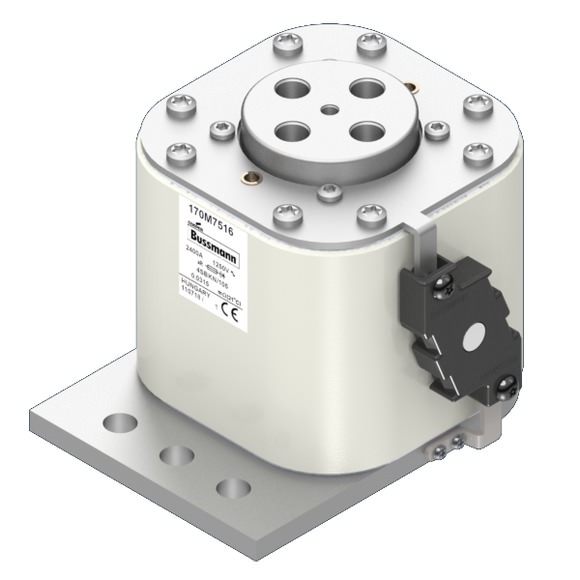 Bussmann. Предохранитель, высокая скорость, 2400 A, AC 1250 V, size 4, 100 x 120 x 106 мм, aR, IEC, одинарный индикатор - 170M7516