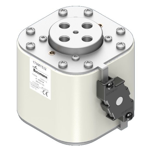 Bussmann. Предохранитель, высокая скорость, 1800 A, AC 1250 V, size 4, 105 x 120 x 110 мм, aR, IEC, одинарный индикатор - 170M7532