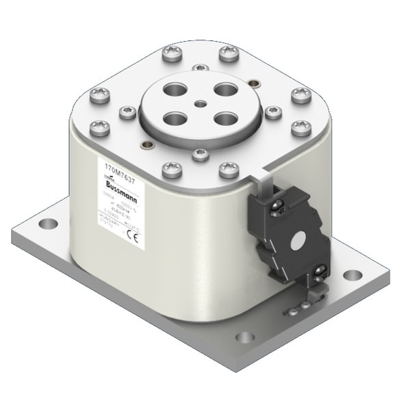 Bussmann. Предохранитель, высокая скорость, 3200 A, AC 1000 V, size 4, 120 x 90 x 146 мм, aR, IEC, одинарный индикатор - 170M7258
