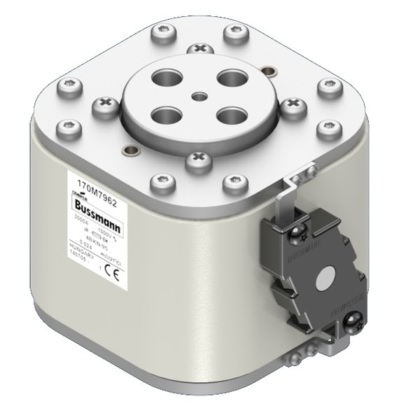 Bussmann. Предохранитель, высокая скорость, 4000 A, AC 600 V, size 4, 120 x 105 x 170 мм, aR, IEC, одинарный индикатор - 170M7968