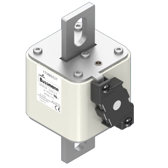 Bussmann. Предохранитель, высокая скорость, 630 A, AC 1000 V, size 3, 76 x 92 x 159 мм, aR, IEC, UL, одинарный индикатор - 170M8537