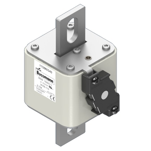 Bussmann. Предохранитель, высокая скорость, 900 A, AC 1000 V, size 3, 76 x 92 x 159 мм, aR, IEC, UL, одинарный индикатор - 170M8540