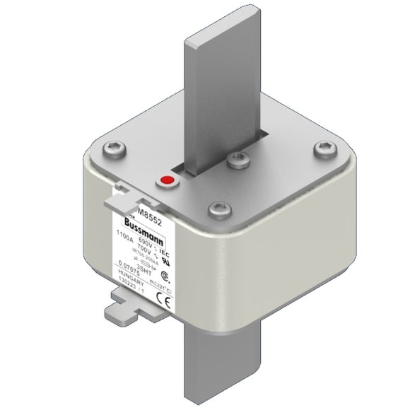 Bussmann. Предохранитель, высокая скорость, 1600 A, AC 690 V, size 3, 76 x 76 x 150 мм, aR, IEC, одинарный индикатор - 170M8550