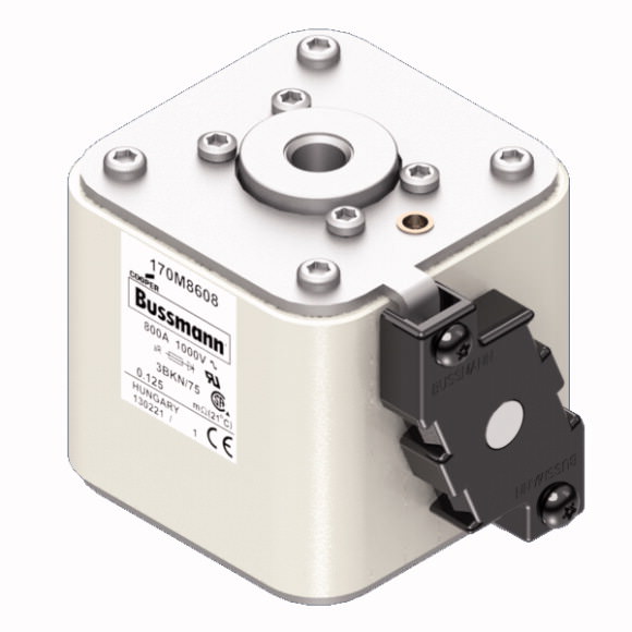 Bussmann. Предохранитель, высокая скорость, 800 A, AC 1000 V, size 3, 74 x 92 x 76 mm, aR, IEC, UL, single indicator - 170M8608