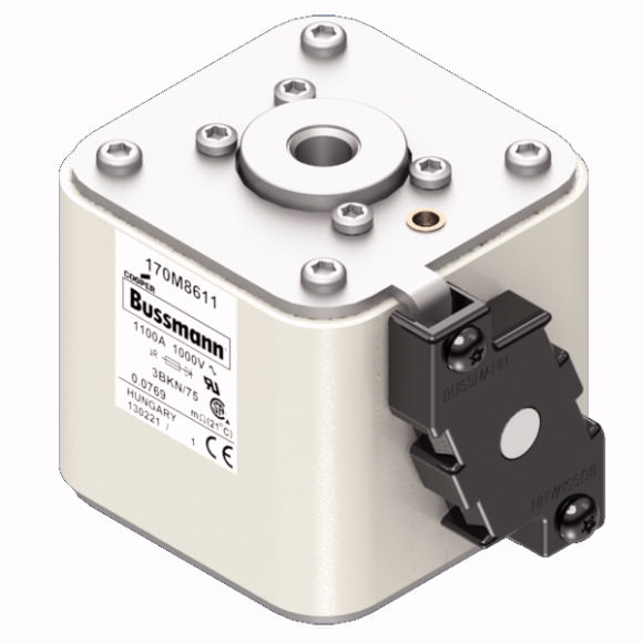 Bussmann. Предохранитель, высокая скорость, 1100 A, AC 1000 V, size 3, 74 x 92 x 76 mm, aR, IEC, UL, single indicator - 170M8611
