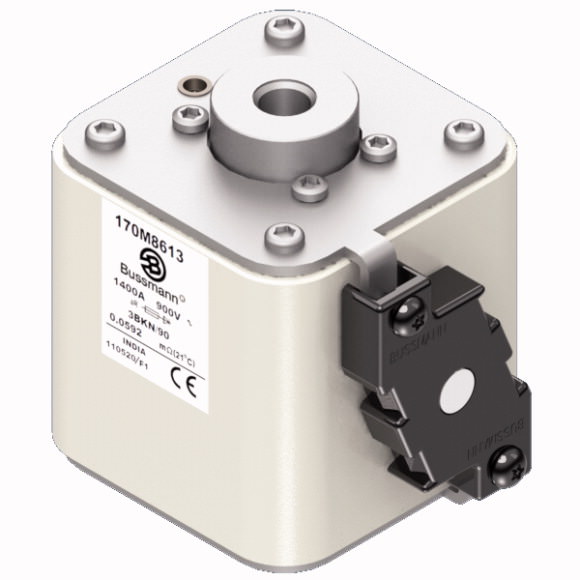 Bussmann. Предохранитель, высокая скорость, 1400 A, AC 1000 V, size 3, 74 x 92 x 91 mm, aR, IEC, UL, single indicator - 170M8613