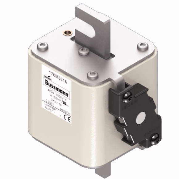 Bussmann. Предохранитель, высокая скорость, 400 A, AC 1000 V, DIN 3, 74 x 92 x 138 mm, aR, DIN, IEC, single indicator - 170M8616