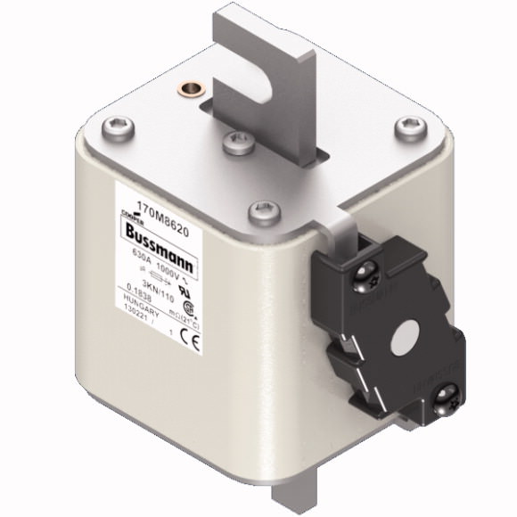 Bussmann. Предохранитель, высокая скорость, 630 A, AC 1000 V, DIN 3, 74 x 92 x 138 mm, aR, DIN, IEC, single indicator - 170M8620