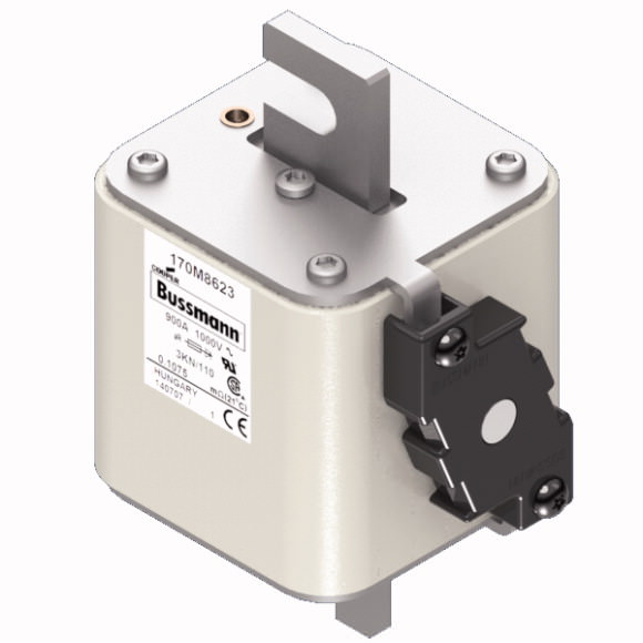 Bussmann. Предохранитель, высокая скорость, 900 A, AC 1000 V, DIN 3, 74 x 92 x 138 mm, aR, DIN, IEC, single indicator - 170M8623