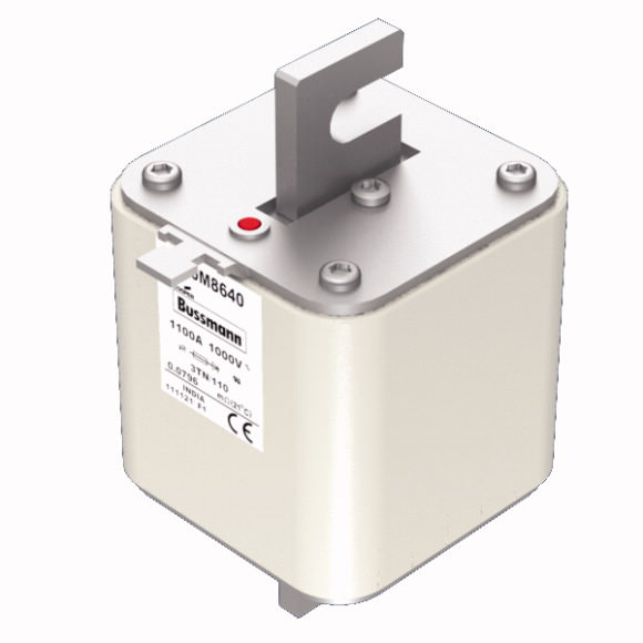 Bussmann. Предохранитель, высокая скорость, 1100 A, AC 1000 V, DIN 3, 74 x 90 x 139 mm, aR, DIN, IEC, single indicator - 170M8640