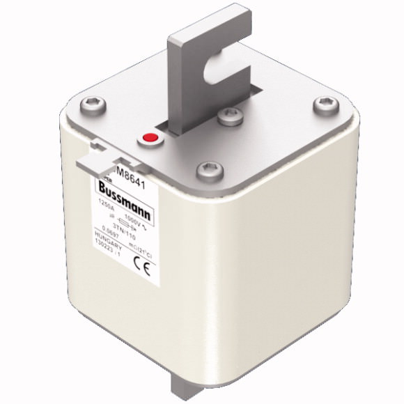 Bussmann. Предохранитель, высокая скорость, 1250 A, AC 1000 V, DIN 3, 74 x 90 x 139 mm, aR, DIN, IEC, single indicator - 170M8641