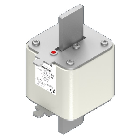 Bussmann. Предохранитель, высокая скорость, 630 A, AC 1000 V, DIN 3, 90 x 75 x 150 мм, aR, DIN, IEC, одинарный индикатор - 170M8645