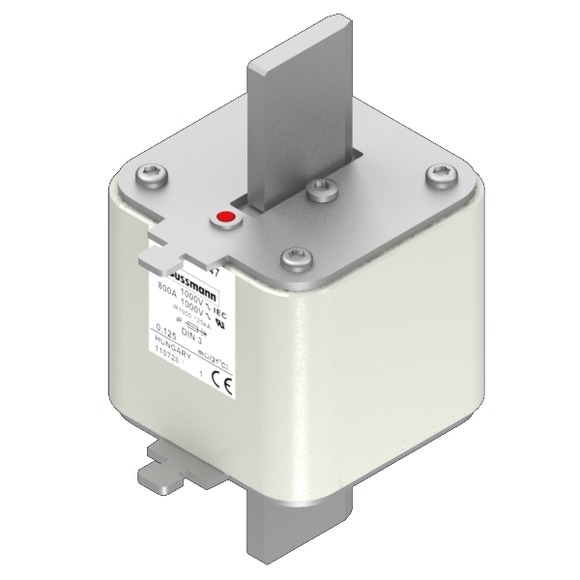 Bussmann. Предохранитель, высокая скорость, 800 A, AC 1000 V, DIN 3, 90 x 75 x 150 мм, aR, DIN, IEC, одинарный индикатор - 170M8647