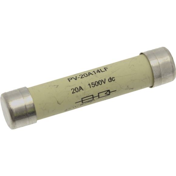 Bussmann. Предохранитель, высокая скорость, 20 A, DC 1500 V, 14 x 65 mm, gPV, IEC, UL - PV-20A14LF