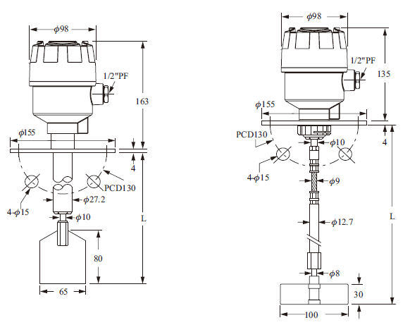 Флажковый уровнемер для твердых тел с вертикальным монтажом защищенный SE series FineTek Co., Ltd.