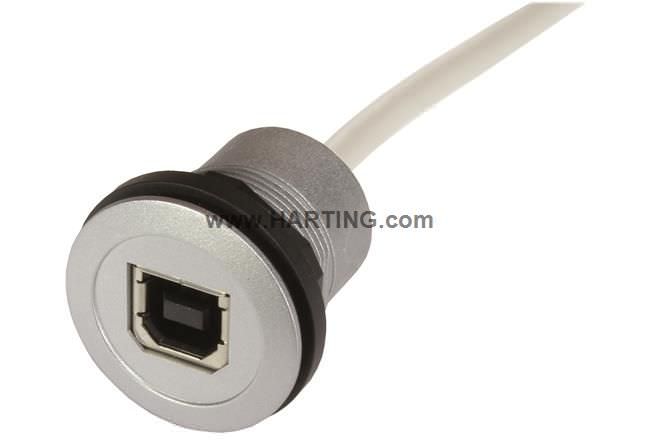 Соединитель USB круговой с фланцем встраиваемый HARTING
