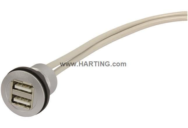 Соединитель USB круговой с фланцем встраиваемый HARTING