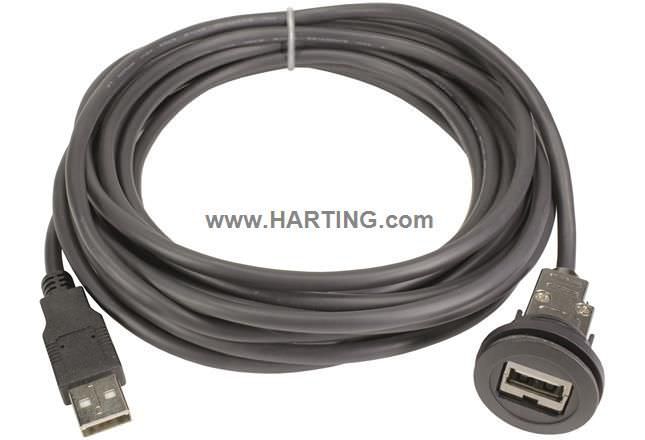 Соединитель USB круговой с фланцем встраиваемый HARTING