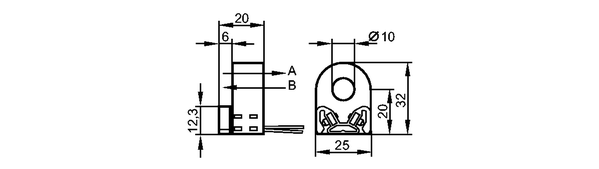 A: направление движения A<br/>B: направление движения B  